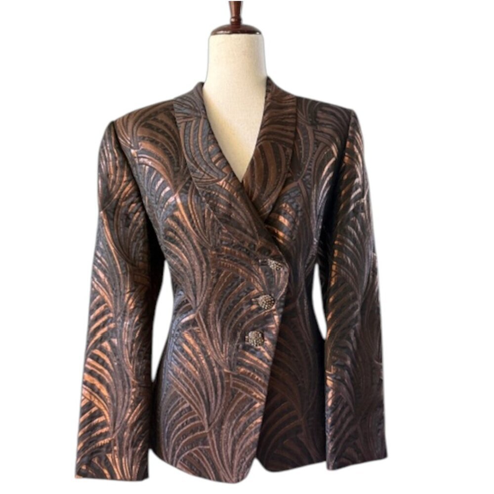Albert Nipon Evening Blazer Jacket Black Bronze M… - image 1